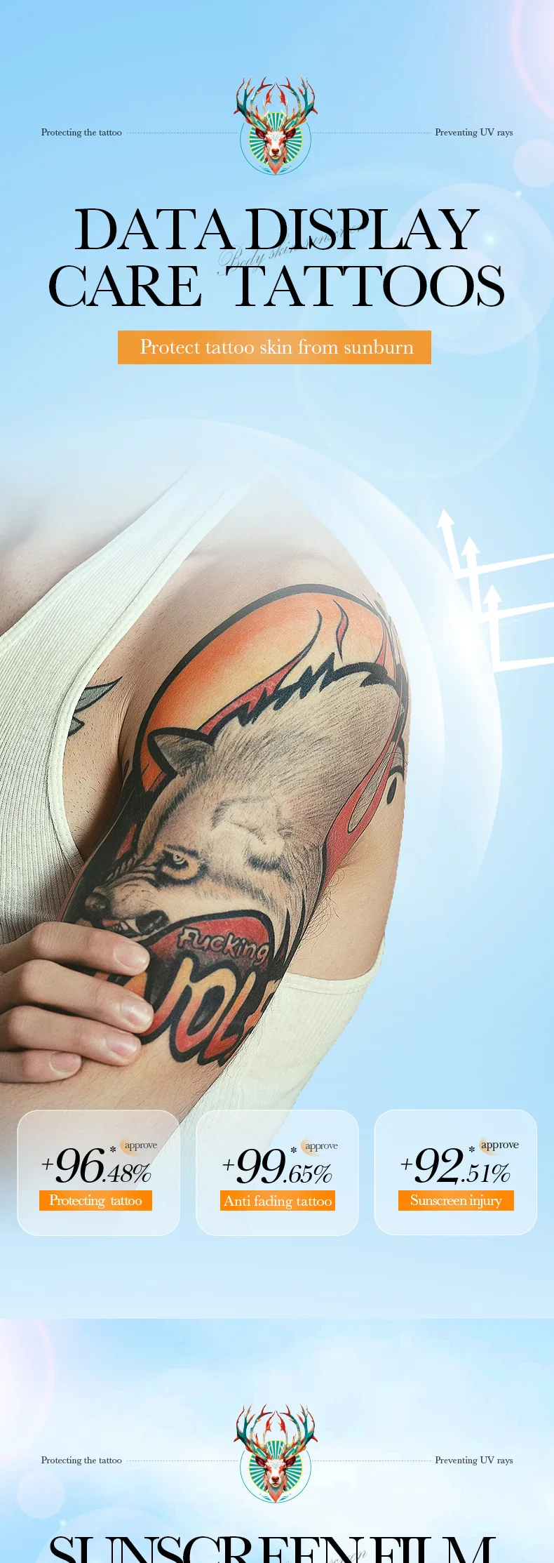 SADOER Tattoo Sunscreen SPF 30+ product information.