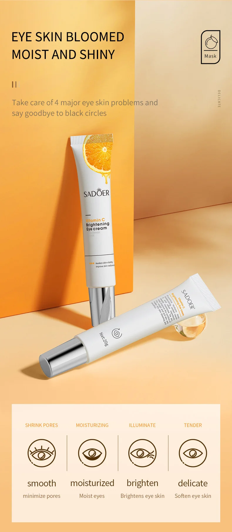 SADOER Vitamin C Brightening Eye Cream product information.