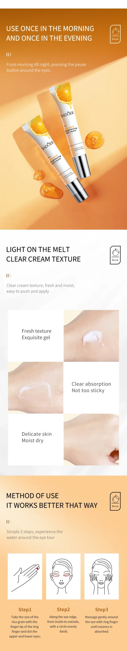 SADOER Vitamin C Brightening Eye Cream product information.