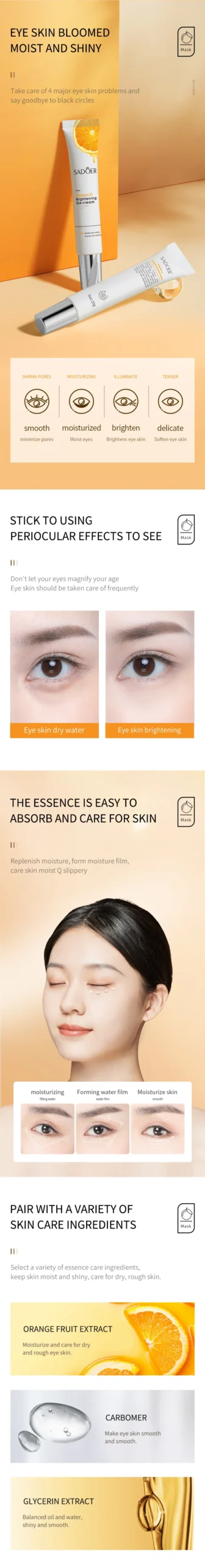SADOER Vitamin C Brightening Eye Cream product information.