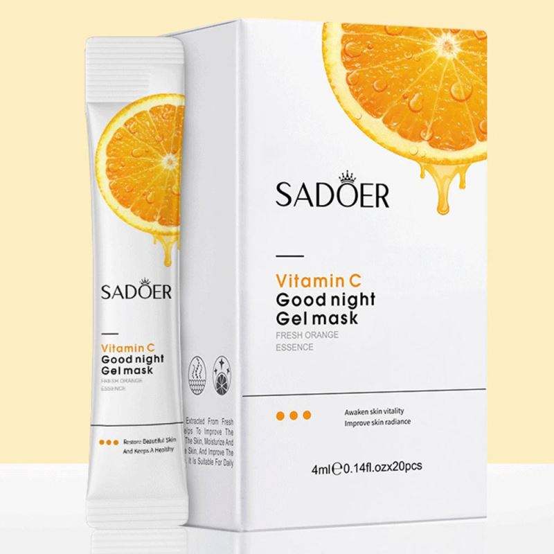 Box and individually packaged sachet of SADOER Vitamin C Sleeping Face Mask.